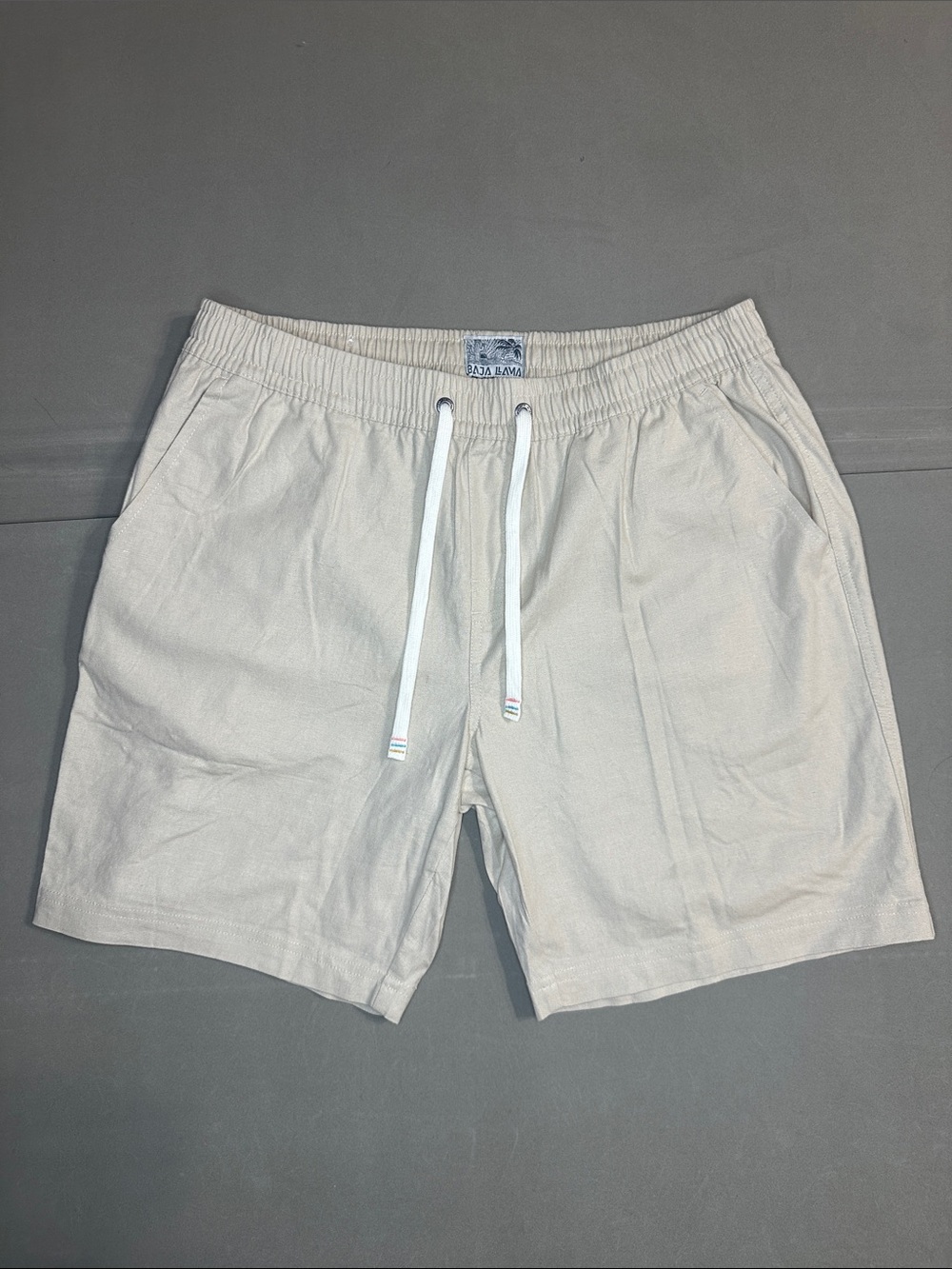 Baja Llama casual shorts Men's Light Beige Drawstring Shorts M